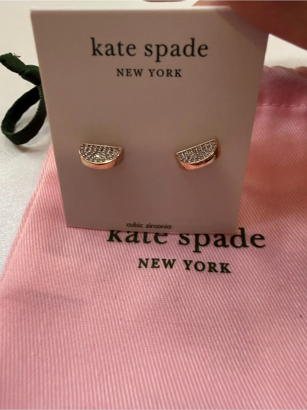 Kate Spade New York Rose Gold Pavé CZ Half Moon Stud Earrings